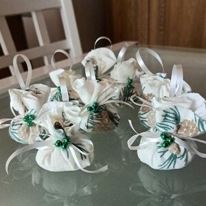8 Little Homemade Christmas Ornaments 5" Around